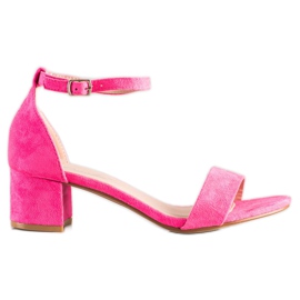 SHELOVET Sandały Na Niskim Słupku różowe