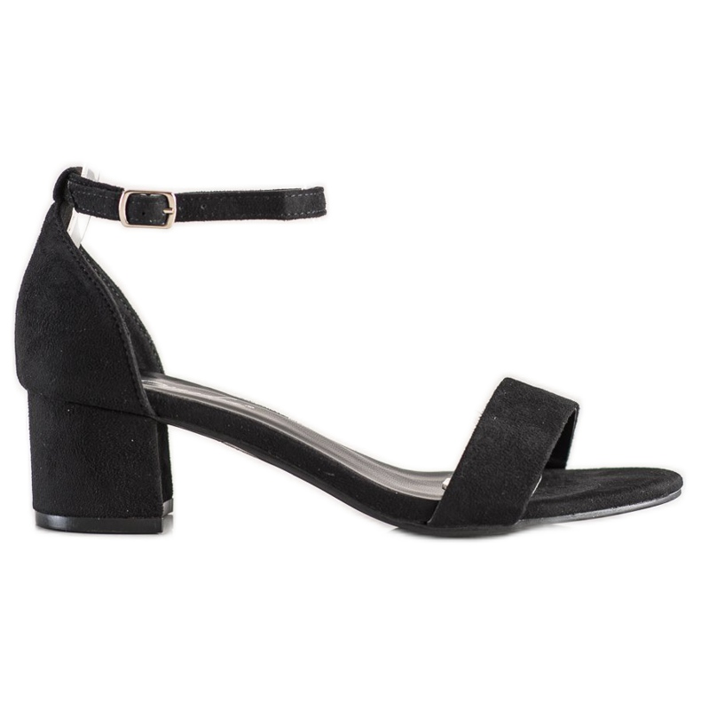 SHELOVET Sandały Na Niskim Słupku czarne