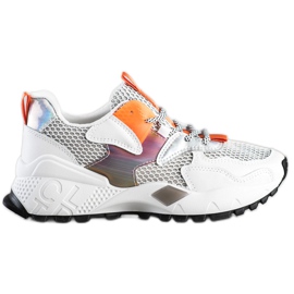 SHELOVET Sneakersy Z Siateczką Fashion białe wielokolorowe