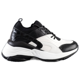 Melisa Wiązane Klasyczne Sneakersy białe czarne