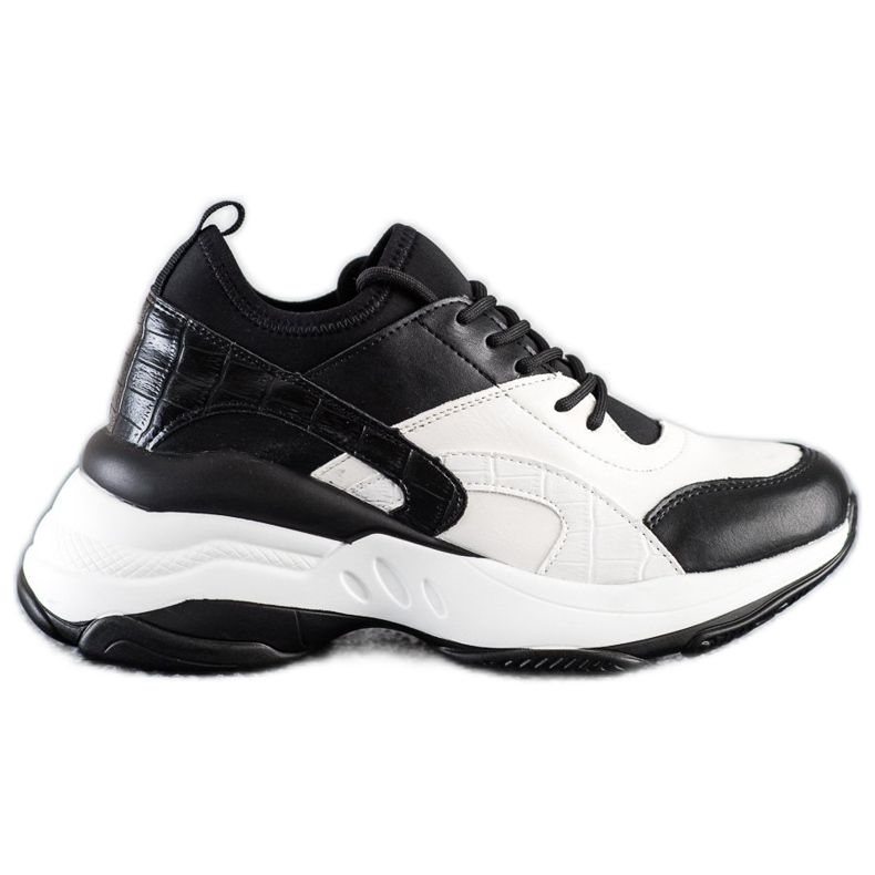 Melisa Wiązane Klasyczne Sneakersy białe czarne