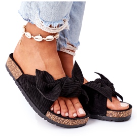 PS1 Sztruksowe Klapki Na Korku Czarne Summertime