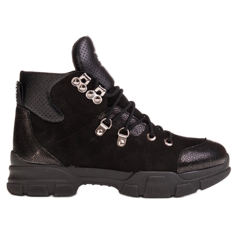Marco Shoes Sportowe botki damskie z lekkim ociepleniem jesienno-zimowym czarne