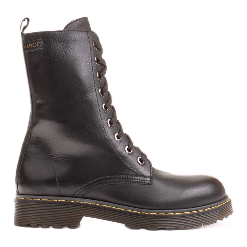 Marco Shoes Wysokie trzewiki, glany wiązane na półprzeźroczystej podeszwie czarne