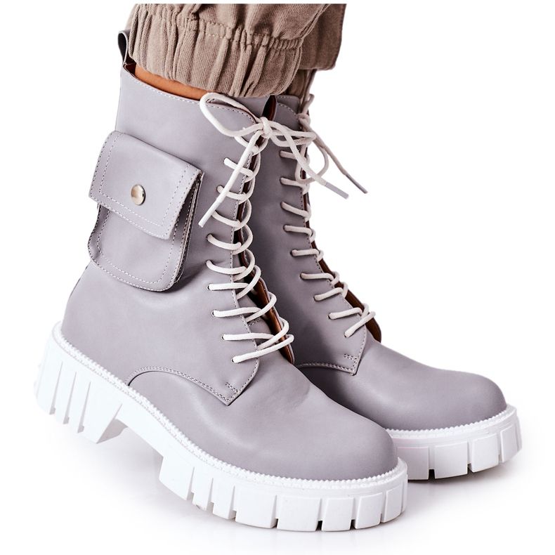 PS1 Ocieplane Workery Z Kieszenią Jasnoszare Awesome