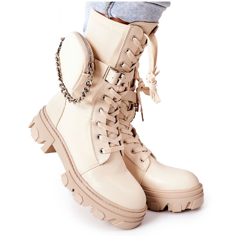 PS1 Ocieplane Workery Z Nerką Beżowe Look At Me beżowy