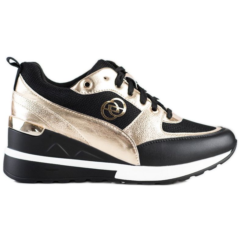 Evento Modne Sneakersy Na Koturnie czarne złoty