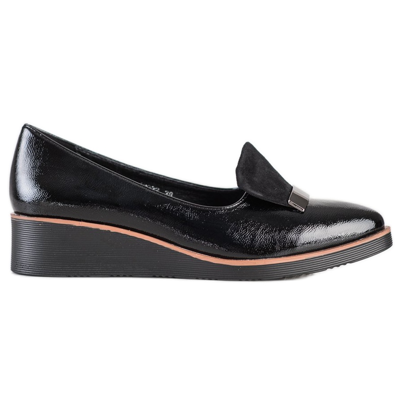 W. Potocki Półbuty Z Zamszową Wstawką czarne