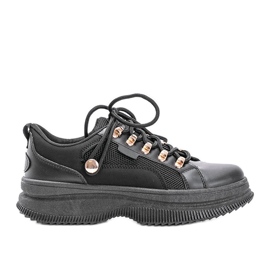 Czarne sneakersy na wysokiej podeszwie Tifel