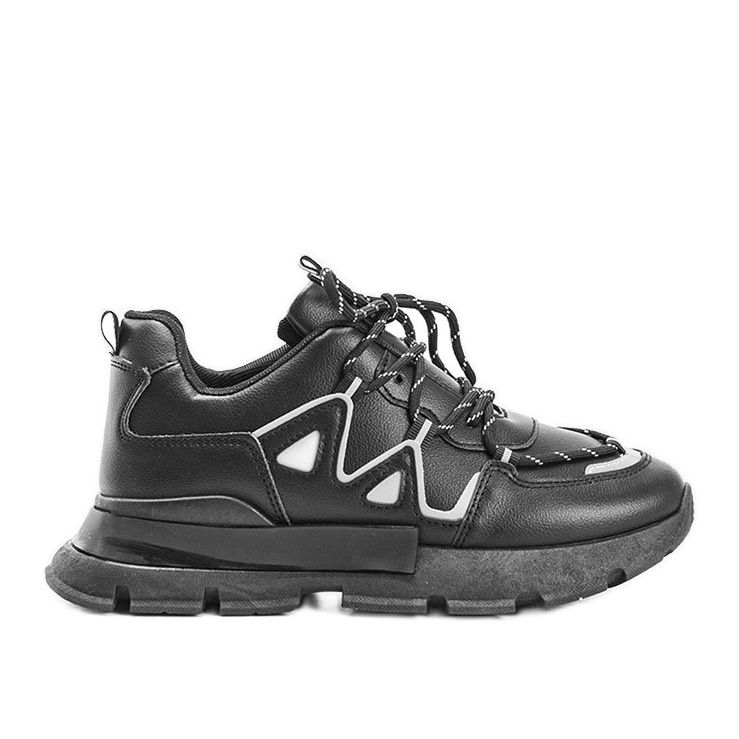 Czarne sneakersy z odblaskowymi wstawkami Filua