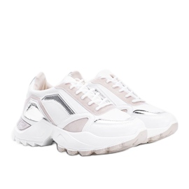 Beżowe sneakersy z metalicznymi wstawkami Gordani beżowy