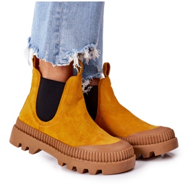 Mulanka Zamszowe Workery Na Platformie Żółte Come With Me