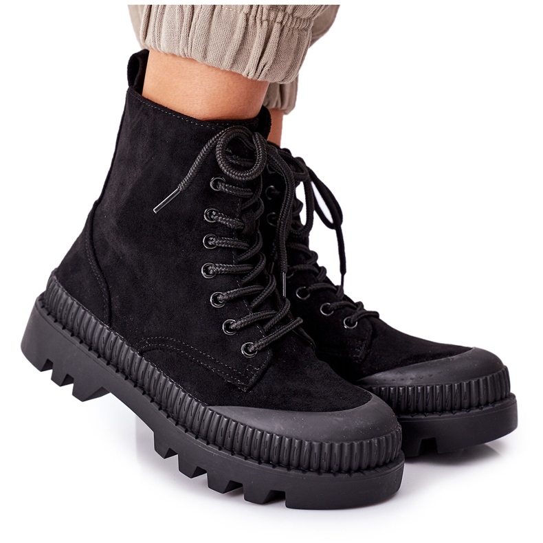 PV1 Zamszowe Workery Na Platformie Czarne Here I Am