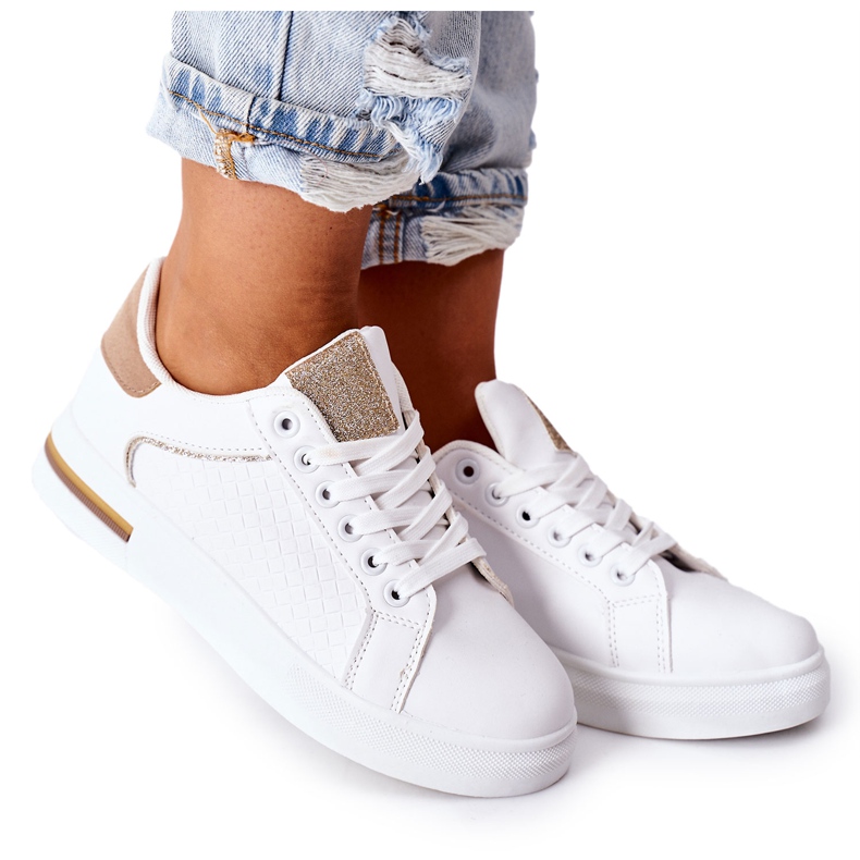 Sportowe Buty Sneakersy Na Platformie Biało-Beżowe Lola beżowy białe