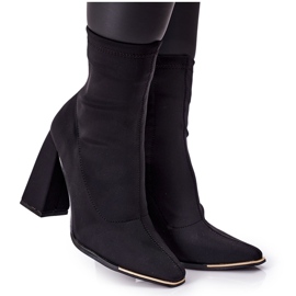 Botki Na Słupku Z Elastycznej Tkaniny Czarne Effect Wow