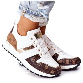 Sportowe Buty Sneakersy Białe Next brązowe