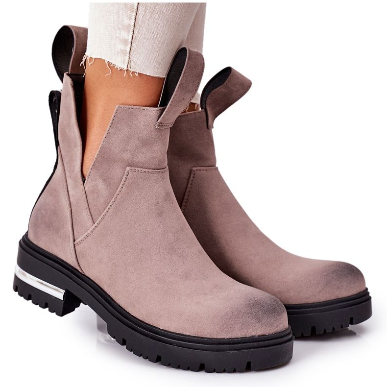 PS1 Ocieplane Botki Sztyblety Z Suwakiem Szare My Way