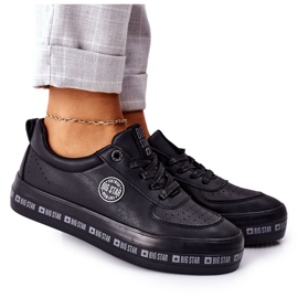 Skórzane Tenisówki Na Platformie Big Star II274074 Czarne