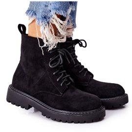 PS1 Botki Zamszowe Zamek Czarne Belados