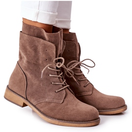 PS1 Botki Z Podwójną Cholewką Jasny Brąz Violetta brązowe khaki