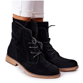 PS1 Botki Z Podwójną Cholewką Czarne Violetta