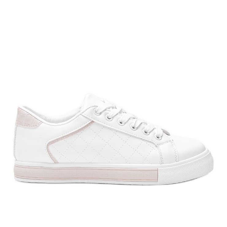 Biało beżowe sneakersy z wzorem na cholewce Turandont beżowy białe