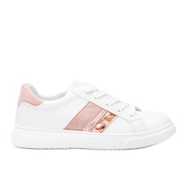 Biało różowe sneakersy na grubej podeszwie Tituana białe