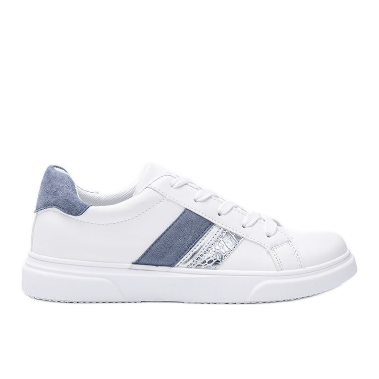 Biało niebieskie sneakersy na grubej podeszwie Tituana białe