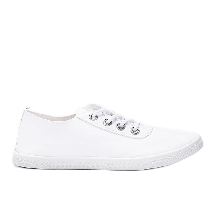 Białe klasyczne tenisówki z cyrkoniami Silisov