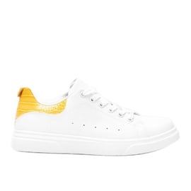 BM Biało żółte sneakersy na grubej podeszwie Influ białe