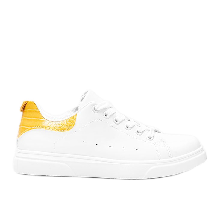Biało żółte sneakersy na grubej podeszwie Influ białe