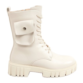 Workery z kieszonką beżowe UK50P Beige beżowy