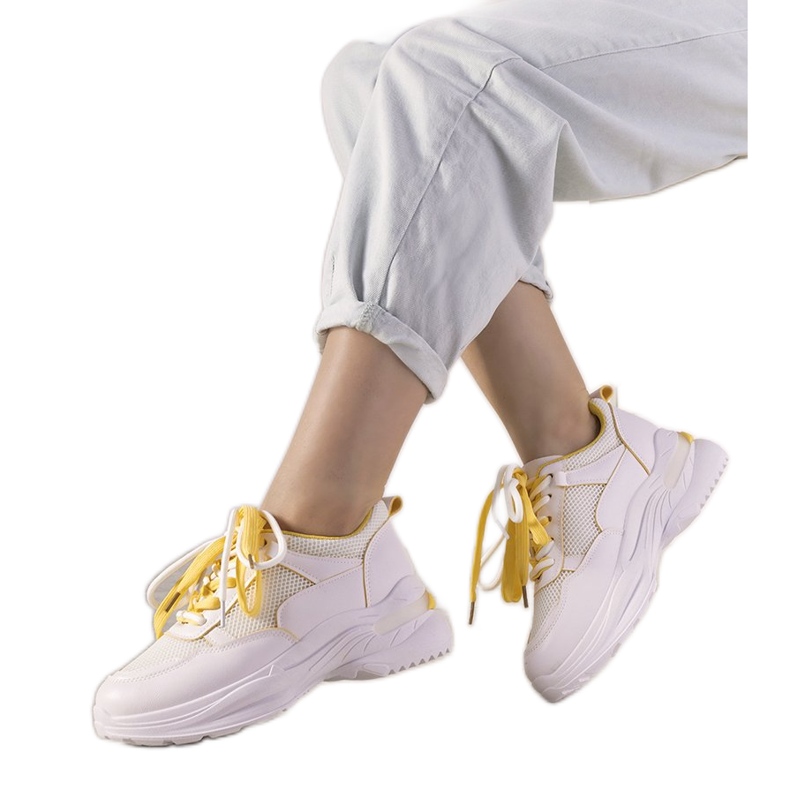 Białe sneakersy z żółtymi wstawkami Splitters żółte