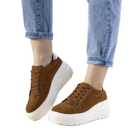 Brązowe sneakersy sportowe na wysokiej podeszwie Rapter