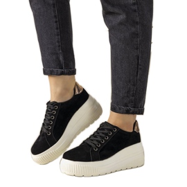 Czarne sneakersy sportowe na wysokiej podeszwie Rapter