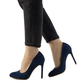 Granatowe czółenka na szpilce Dermeno niebieskie