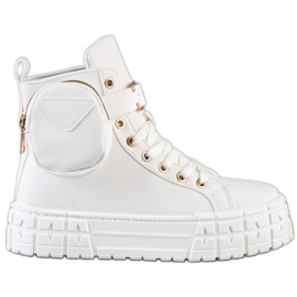 Goodin Trampki Na Platformie Z Kieszonką białe