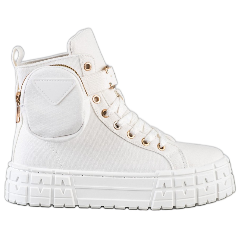 Goodin Trampki Na Platformie Z Kieszonką białe