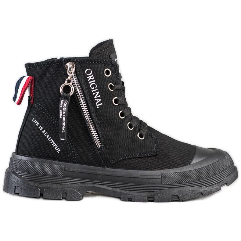 Goodin Trampki Z Ozdobnym Suwakiem czarne