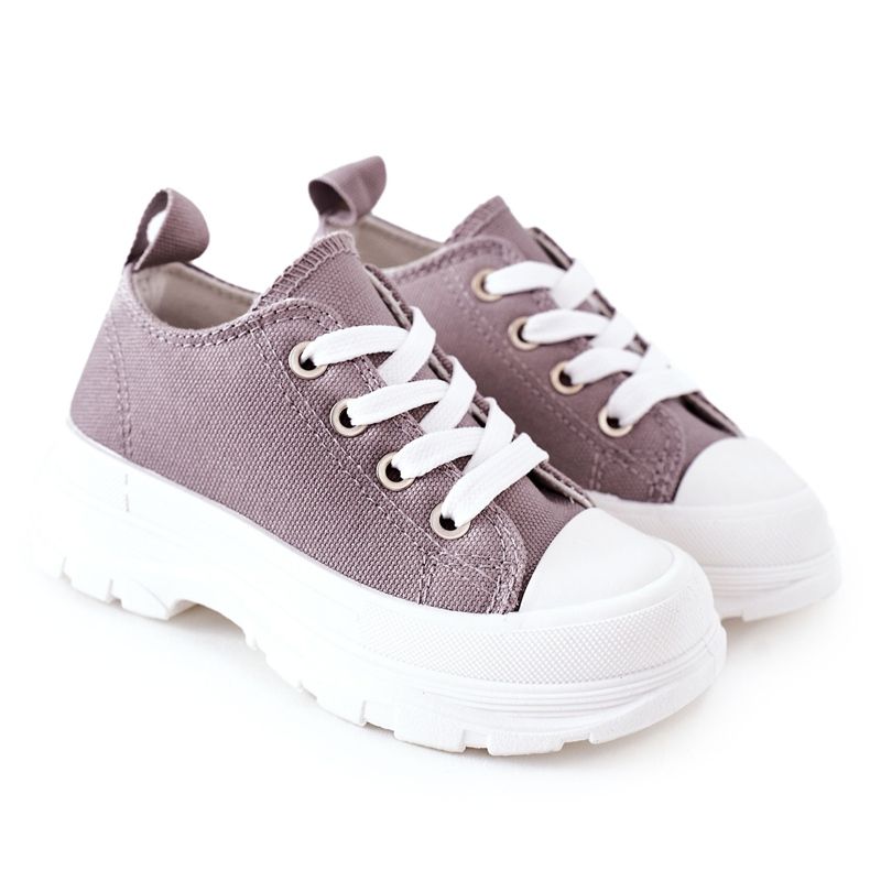 Dziecięce Trampki Na Platformie Szare Travel Time