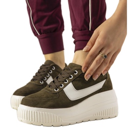 Zielone sneakersy sportowe na wysokiej podeszwie Chillout