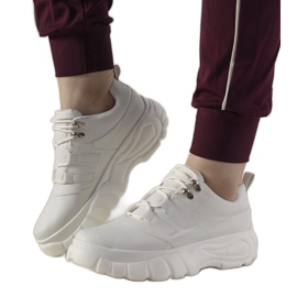 Białe sneakersy sportowe na wysokiej podeszwie Luna