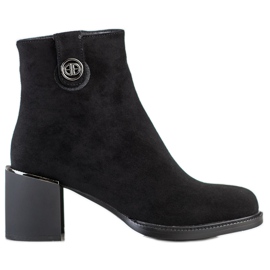 Filippo Zamszowe Botki Na Szerokim Słupku czarne