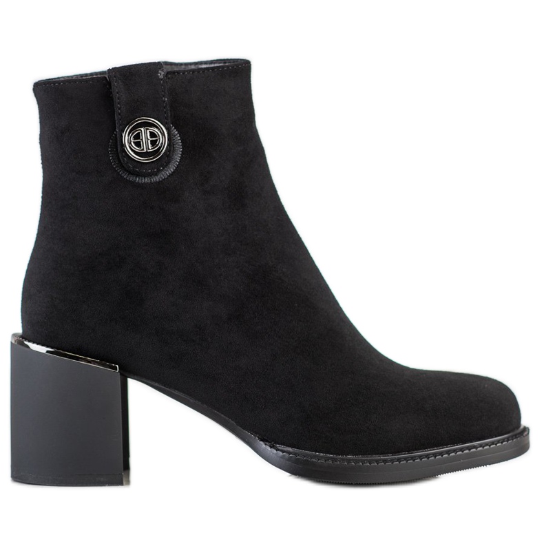 Filippo Zamszowe Botki Na Szerokim Słupku czarne