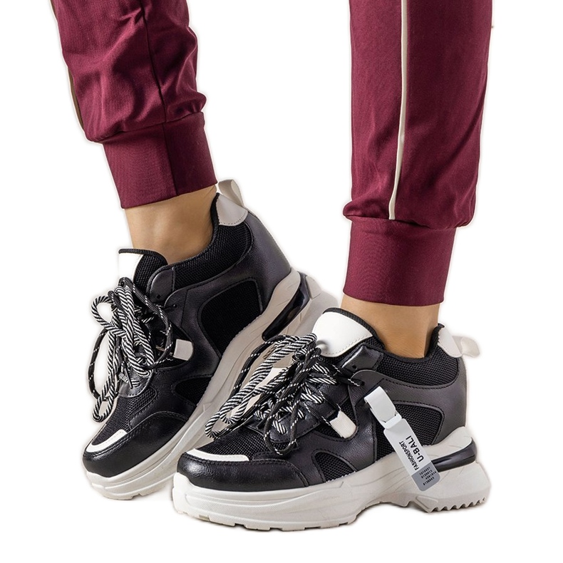 Czarno białe sneakersy z podwójnym wiązaniem One Chance czarne