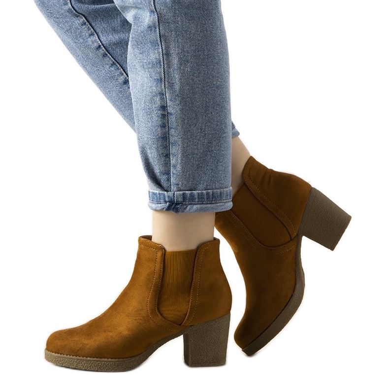 Camelowe botki na słupku Malawi brązowe