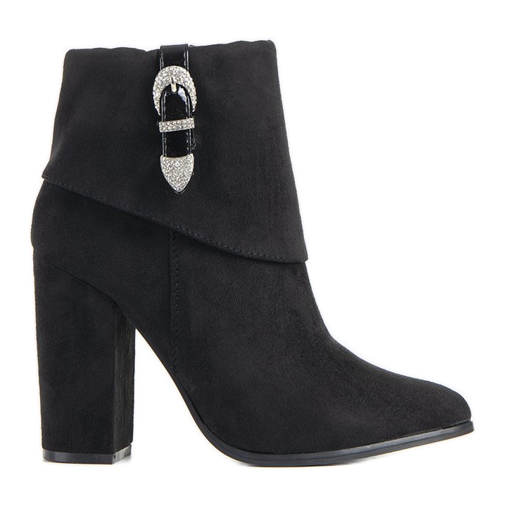 Czarne eleganckie botki na słupku Esgle