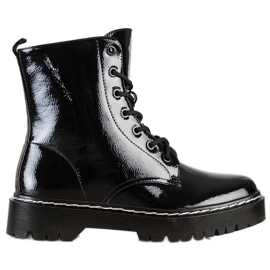 S. BARSKI Sznurowane Botki Na Platformie S.BARSKI czarne