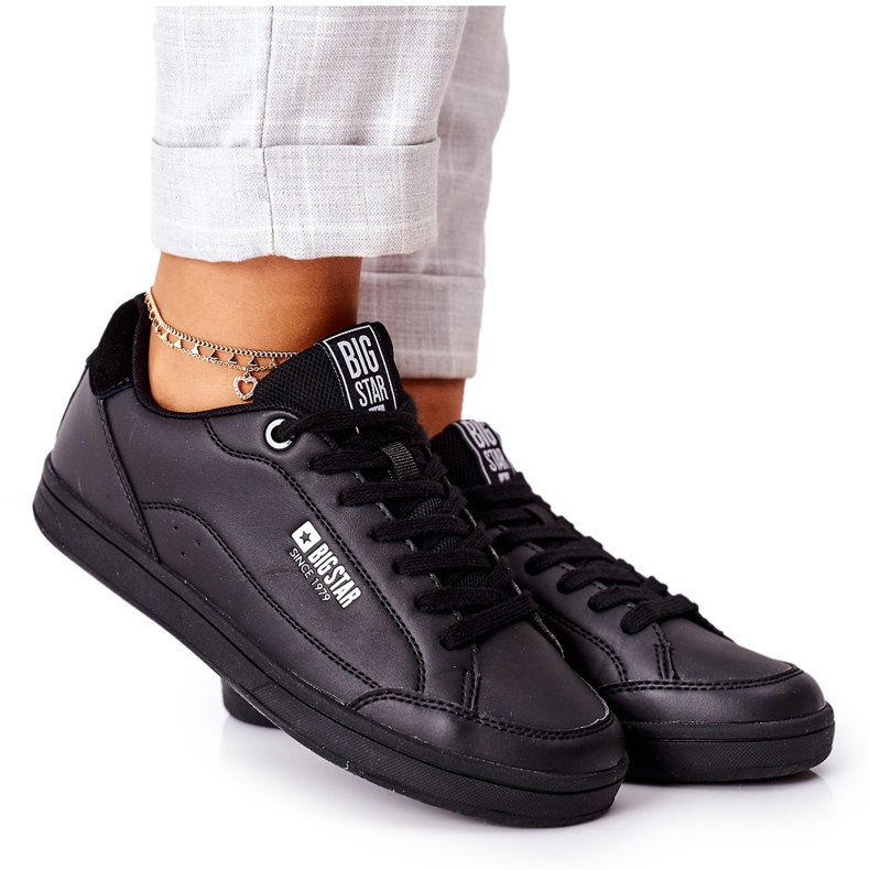 Damskie Skórzane Tenisówki Memory Foam Big Star II274320 Czarne