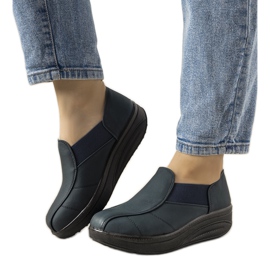 Granatowe półbuty na wysokiej podeszwie Spike niebieskie